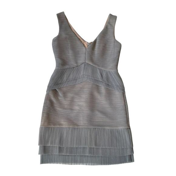 BCBGMaxAzria Sven Peplum Micropleat Mini Dress Cocktail Party M Grey Smoke NWOT - Picture 10 of 10